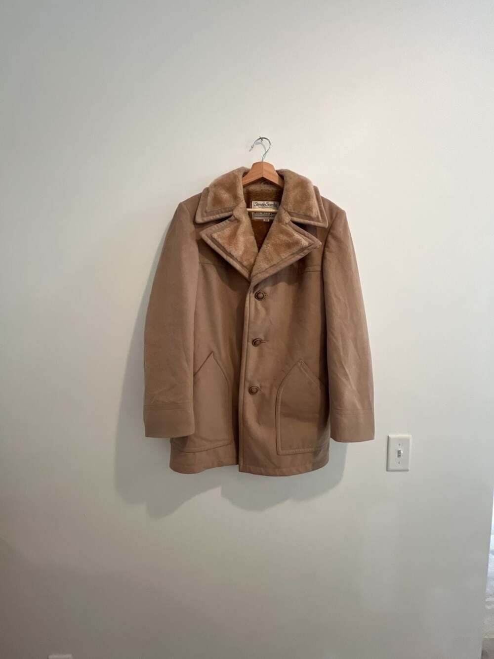 Vintage Stratojac Stratosuede Faux Fur Lined Tan Jacket